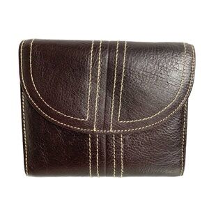 Vintage Buxton Top Grain Cowhide Leather Wallet Contrasting Stitching Fully Line